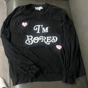Wildfox Black Sweatshirt with Pink Accents